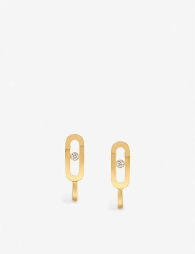 Shop Messika Women's Yellow Gold Move Uno 18ct Yellow-gold And Diamond Earrings