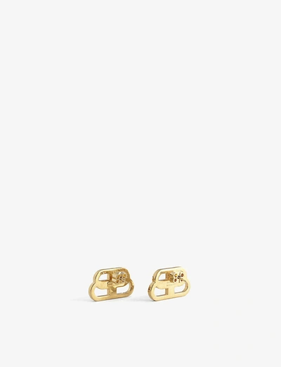 Shop Balenciaga Logo Gold-toned Earrings