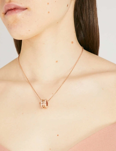 Shop Bvlgari Womens B.zero1 18ct Pink-gold And Diamond Necklace