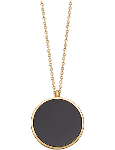 Shop Astley Clarke Women's Black Onyx Slice Stilla 18ct Yellow-gold Vermeil Locket Necklace