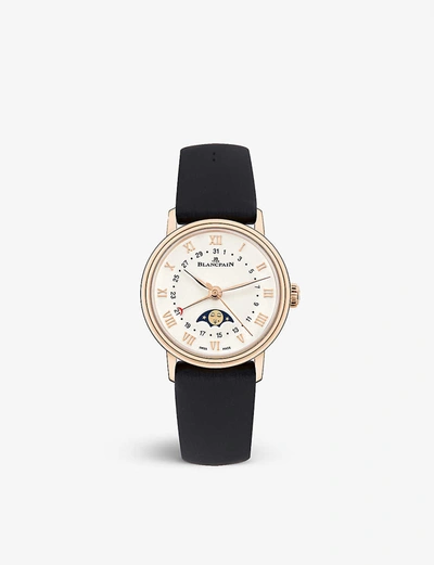 Shop Blancpain 6106364255a Rose-gold And Leather Watch