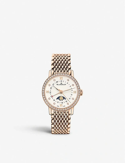 Shop Blancpain 61062987mmb 18ct Rose Gold And Diamond