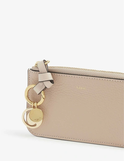 Shop Chloé Abc Grained Leather Cardholder In Blush Nude