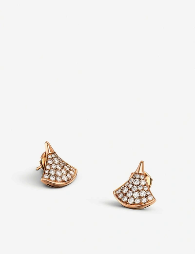 Shop Bvlgari Divas Dream 18kt Rose-gold And Pave Diamond Earrings