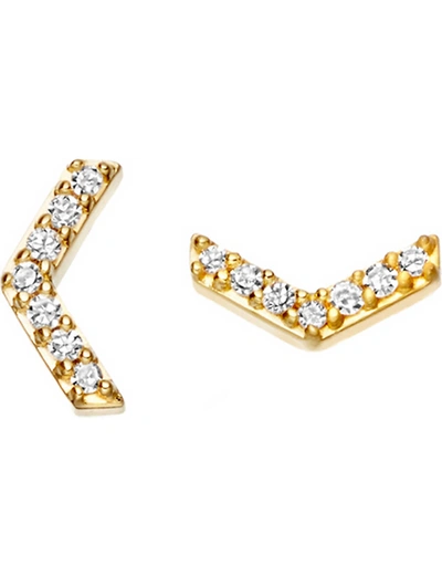Shop Astley Clarke Varro Honeycomb 14ct Yellow Gold And Diamond Stud Earrings