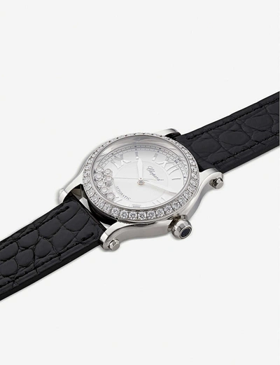 Chopard 278559-3003 Happy Sport Medium Automatic Stainless Steel, Diamond And Alligator-embossed Leather Wat