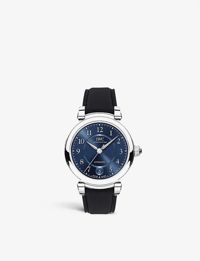 Shop Iwc Schaffhausen Iw458312 Da Vinci Automatic 36 Stainless Steel And Leather Watch In Silver / Blue
