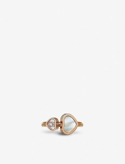 Shop Chopard Women's Happy Hearts 18c Rose-gold And Mother-of-pearl Ring