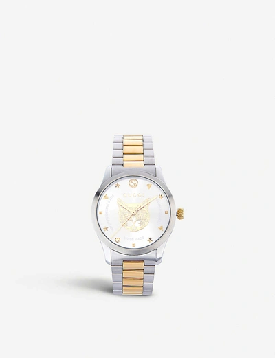 Shop Gucci Womens Silver And Gold Ya1264074 G-timeless Stainless Steel And Gold-plated Watch