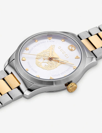 Shop Gucci Womens Silver And Gold Ya1264074 G-timeless Stainless Steel And Gold-plated Watch