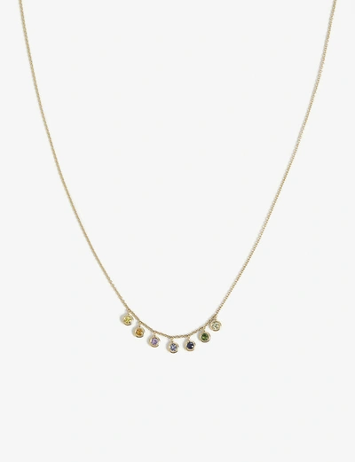 Shop Roxanne First Rainbow 14ct Yellow-gold And Sapphire Necklace In Rainbow Diamond