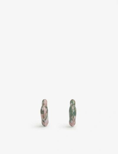 Shop Stine Goya Rooke Marbled-acetate Hoop Earrings In Apple