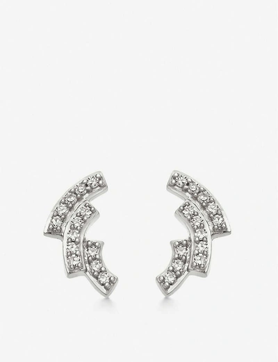 Shop Astley Clarke Icon Scala 14ct White-gold And Pavé-set Diamond Stud Earrings