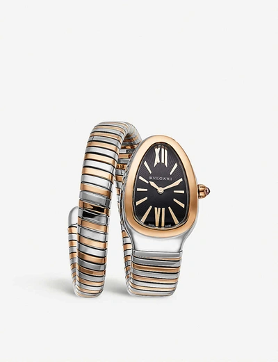 Bvlgari Womens Serpenti 18ct Pink-gold And Stainless Steel Watch In Stainless Steel