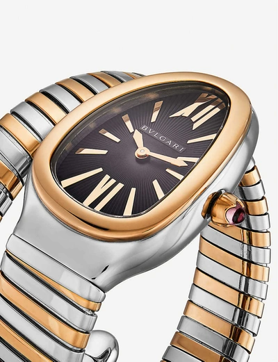 Bvlgari Womens Serpenti 18ct Pink-gold And Stainless Steel Watch In Stainless Steel