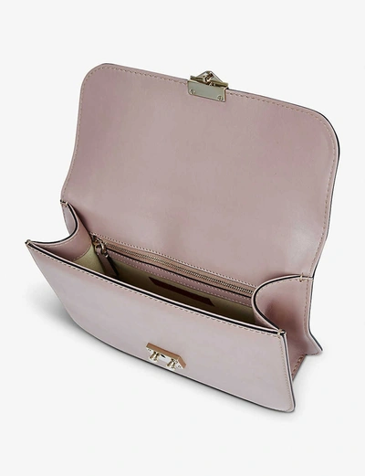 Shop Valentino Lock Studded Medium Leather Shoulder Bag In Poudre