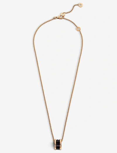 Shop Bvlgari Womens B.zero1 18ct Pink-gold And Ceramic Necklace