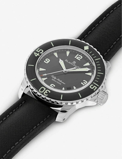 Shop Blancpain 5015-1130-52 Fifty Fathoms Steel And Canvas Strap Watch