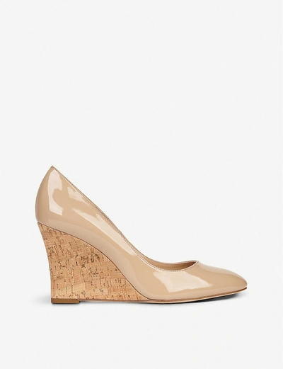 Shop Lk Bennett Eila Patent-leather Wedge Heel Courts In Bei-trench