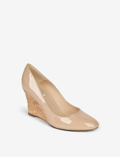 Shop Lk Bennett Eila Patent-leather Wedge Heel Courts In Bei-trench