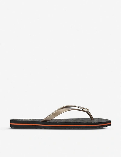 Shop Michael Michael Kors Logo-print Rubber Flip-flops In Brown