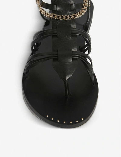 Shop Allsaints Gelda Studded Leather Gladiator Sandals In Black