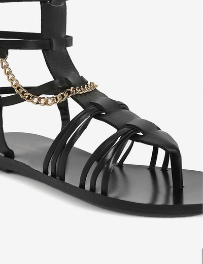 Shop Allsaints Gelda Studded Leather Gladiator Sandals In Black