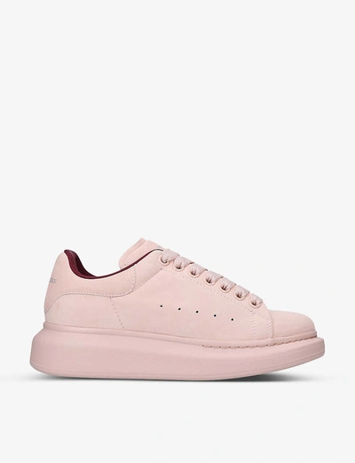 Shop Alexander Mcqueen Runway Chunky-sole Suede Trainers In Pale Pink
