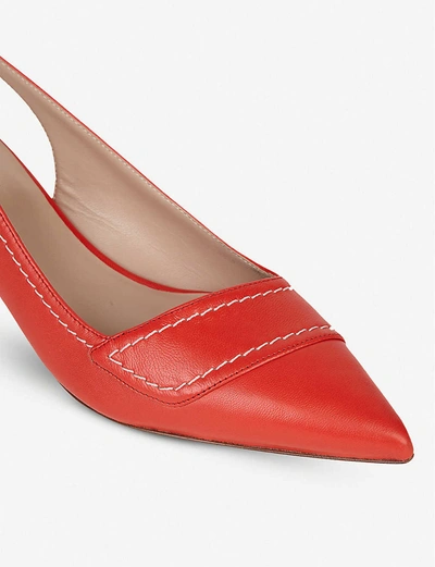 Shop Lk Bennett Hiedi Pointed-toe Leather Courts In Red-red