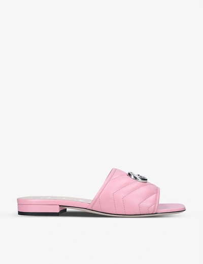 Shop Gucci Jolie Leather Sliders In Pink