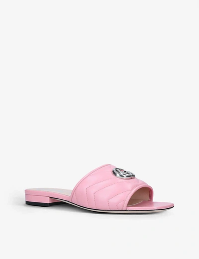 Shop Gucci Jolie Leather Sliders In Pink