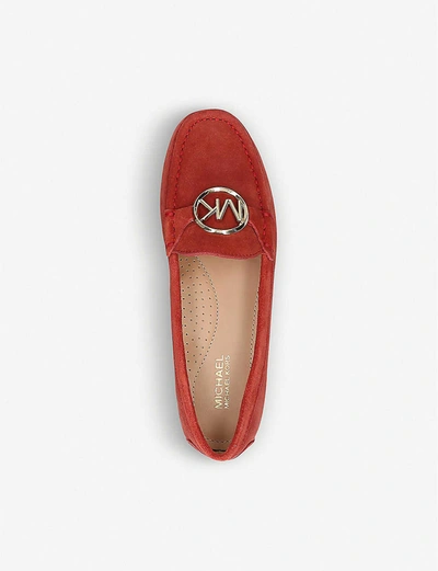 Shop Michael Michael Kors Crawford Logo-embellished Suede Loafers In Rust