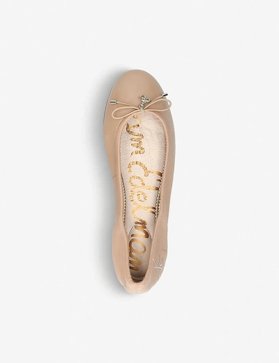 Shop Sam Edelman Felicia Bow-detail Leather Ballet Flats In Nude