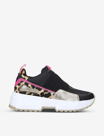 Shop Michael Michael Kors Cosmo Animal-print Woven Trainers In Blk/other