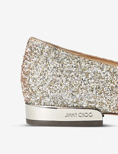 Shop Jimmy Choo Jessie Ombre Glitter Flats In Rose Gold/gold