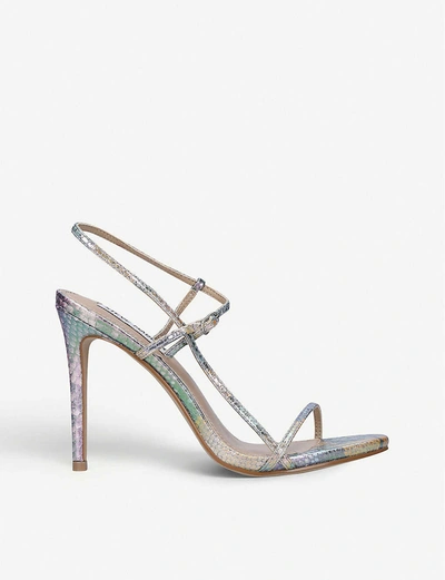 Shop Steve Madden Oaklyn Metallic Snake-print Faux-leather Heeled Sandals In Other