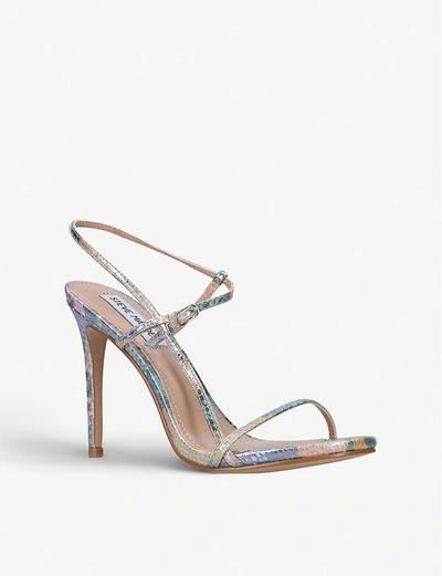 Shop Steve Madden Oaklyn Metallic Snake-print Faux-leather Heeled Sandals In Other