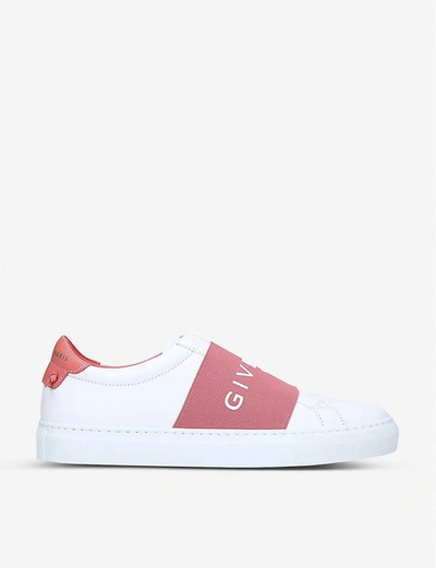 Shop Givenchy Knot Elastic Leather Trainers In White/oth