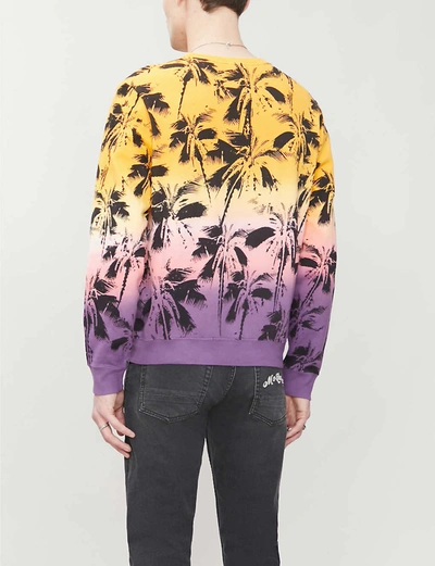 Shop Saint Laurent Graphic-print Cotton-jersey Sweatshirt In Rose+violet