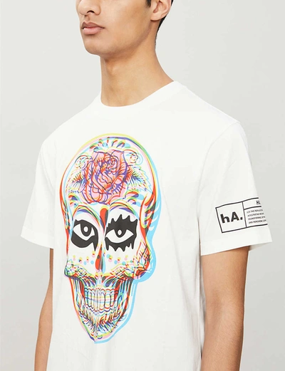 Shop Haculla Skull-print Cotton-jersey T-shirt In Off+white