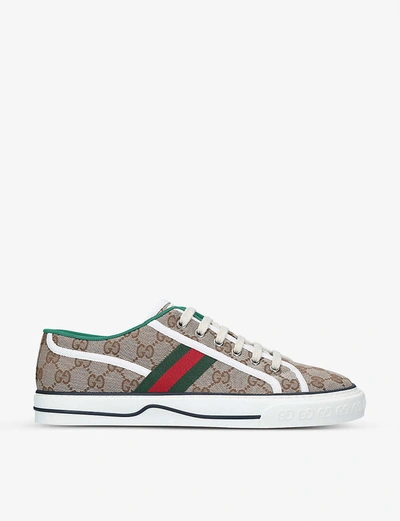 Shop Gucci Mens Beige Comb Tennis 1977 Canvas Low-top Trainers