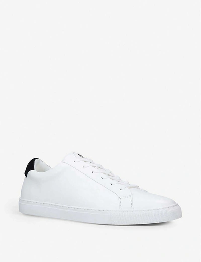 Shop Kurt Geiger Donnie Leather Trainers In White/blk
