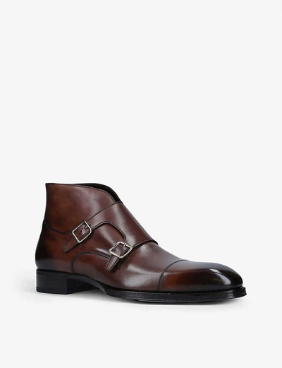 Shop Tom Ford Elkan Monk-strap Leather Shoes In Brown