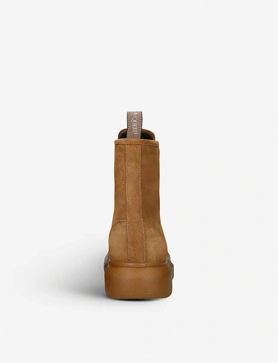 Shop Alexander Mcqueen Hybrid Lace-up Suede Ankle Boots In Camel