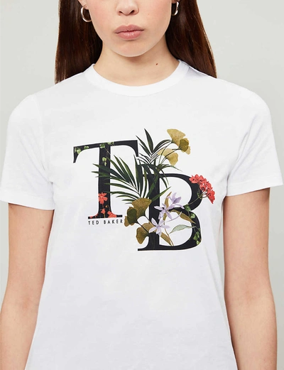 Shop Ted Baker Highland Logo-print Cotton-jersey T-shirt In White