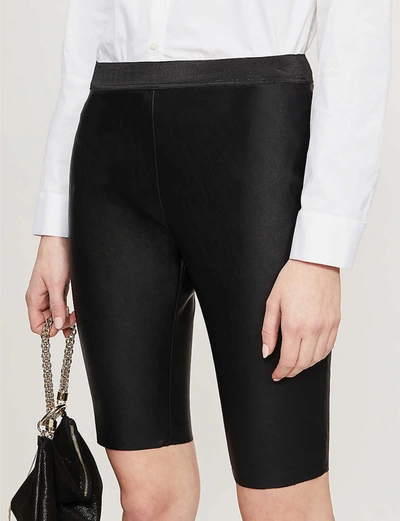Shop Designers Remix Vetta Mid-rise Faux-leather Cycling Shorts In Black