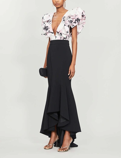 Shop Alexandre Vauthier Flared High-waisted Stretch-woven Maxi Skirt In Black