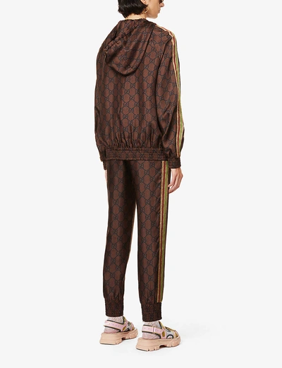 Shop Gucci Monogram-print Silk Track Jacket