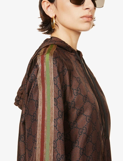 Shop Gucci Monogram-print Silk Track Jacket