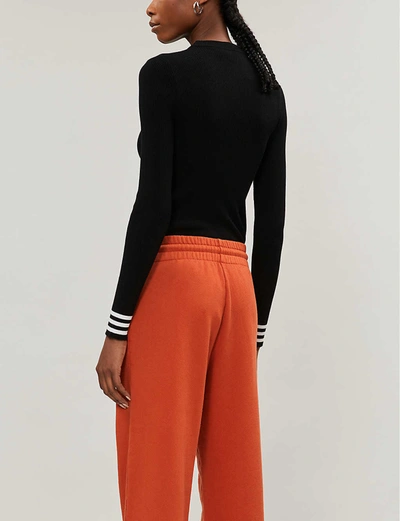 Shop Off-white Industrial Brand-panel Scoop-neck Knitted Jumper In Black